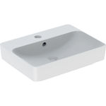 Lavabo sobre encimera serie Geberit VariForm, rectangular, con orificio para el grifo: 60x45cm, Rebosadero=Visible, Blanco
